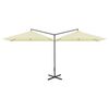 vidaXL Parasol dubbel met stalen paal 600x300 cm zandkleurig
