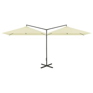 vidaXL Parasol dubbel met stalen paal 600x300 cm zandkleurig