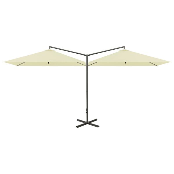 vidaXL Parasol dubbel met stalen paal 600x300 cm zandkleurig
