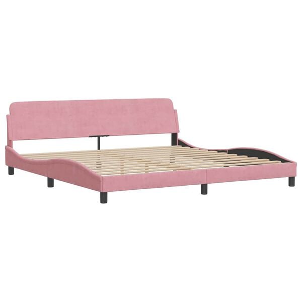 vidaXL Bedframe zonder matras fluweel roze 200x200 cm