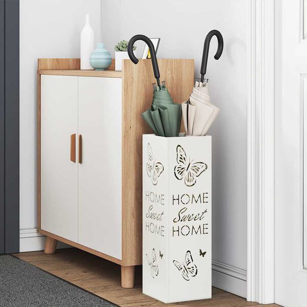 vidaXL Paraplu Standaard Wit 15.5 x 15.5 x 49 cm Metaal