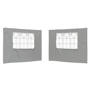 vidaXL Party Tent Zijwand 2 st 300 x 195 cm Lichtgrijs PE en staal