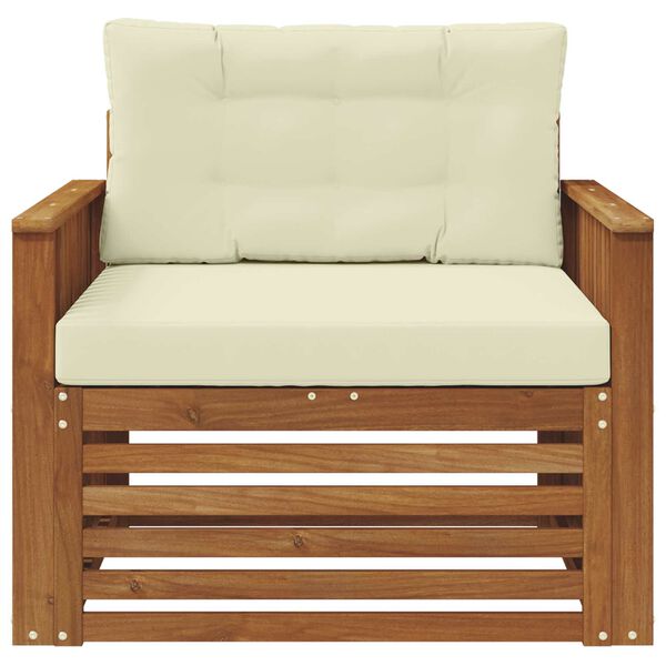 vidaXL Buiten bankenset Massief Acaciahout en Polyester Naturel