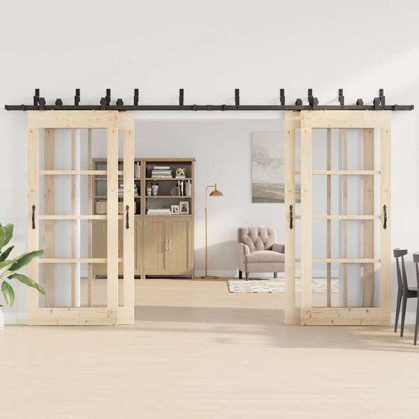 vidaXL Doos met onderdelen voor schuifdeur 400 cm staal zwart