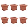 vidaXL Plantenpotten 6 pcs Baksteenrood 33 x 33 x 26 cm Kunststof