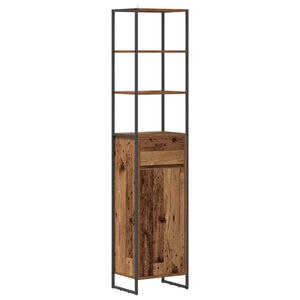 vidaXL Badkamer Kast met lade Oud Hout 40 x 30 x 180 cm Bewerkt hout