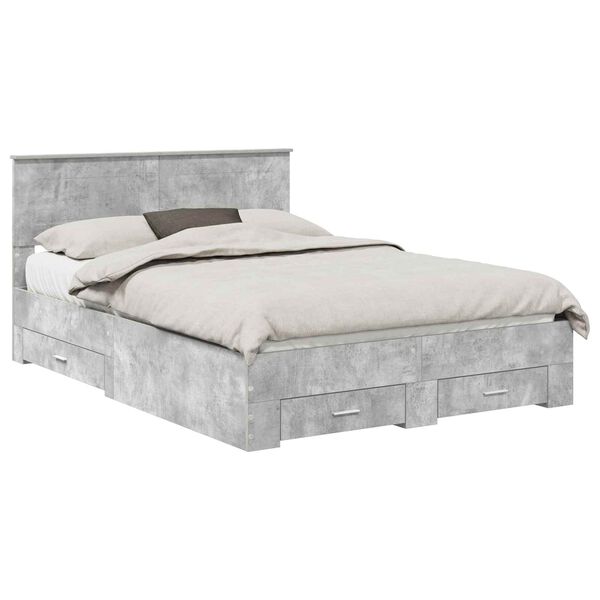 vidaXL Bedframe met hoofdeinde Beton Grijs 140 x 200 cm Bewerkt hout