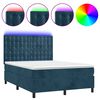 vidaXL Boxspring met matras en LED fluweel donkerblauw 140x200 cm
