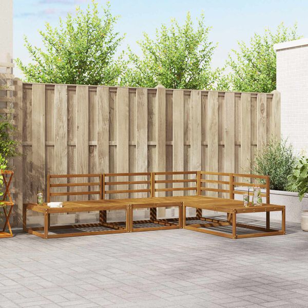 vidaXL Buiten bankenset 4 Stuk Naturel Massief Acaciahout