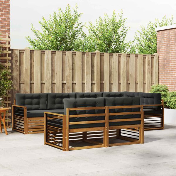 vidaXL Buiten bankenset met kussen 7 pcs Natuurlijk en Antraciet