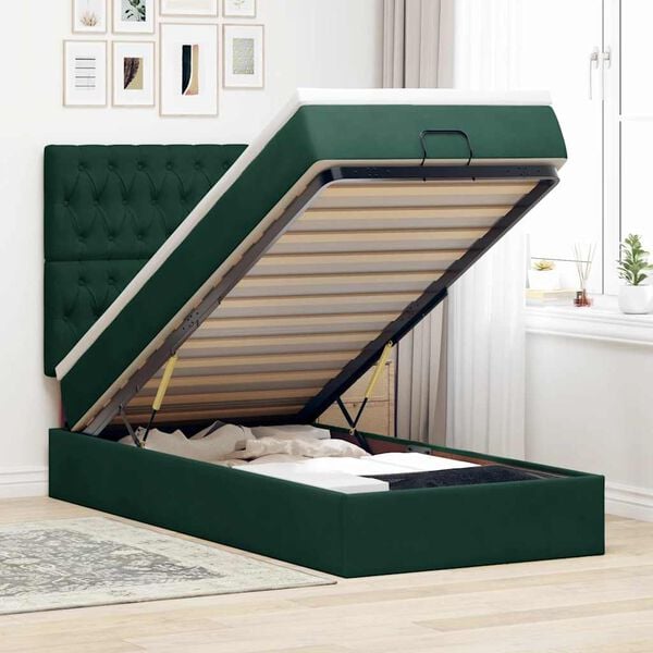 vidaXL Ottoman bed met matrassen 80x200cm fluweel donkergroen