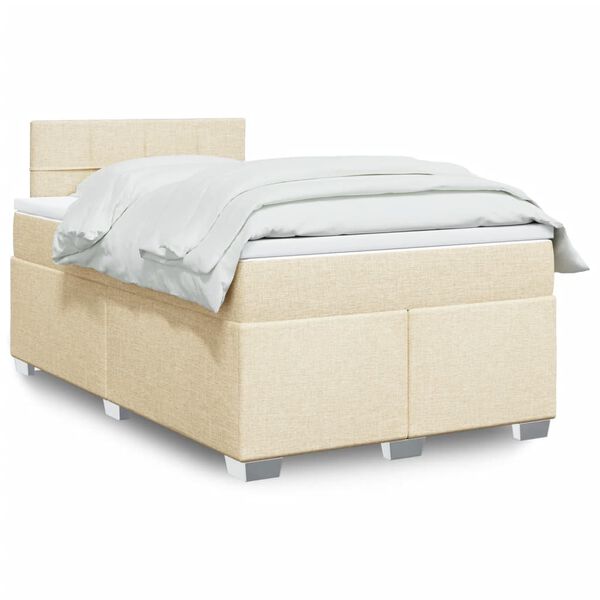 vidaXL Boxspring met matras stof cr&egrave;mekleurig 120x190 cm