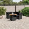 vidaXL 5-delige Loungeset met kussens poly rattan zwart
