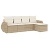 vidaXL 5-delige Loungeset met kussens poly rattan beige