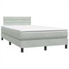 vidaXL Boxspring met matras fluweel lichtgrijs 120x220 cm