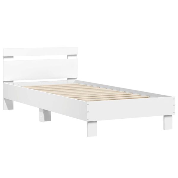 vidaXL Bedframe met hoofdbord en LED-verlichting wit 75x190 cm