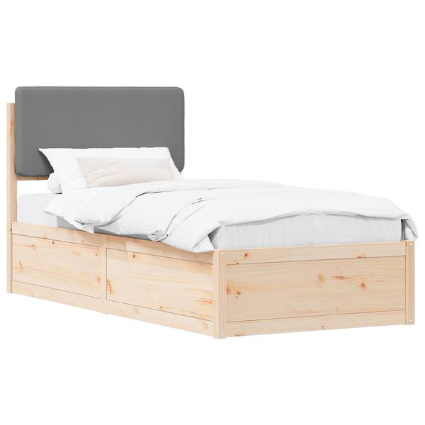 vidaXL Bedframe met Gevoerd Hoofdgedeelte Lichtgrijs 100 x 200 cm