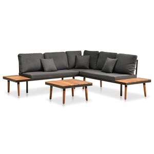 vidaXL 4-delige Loungeset met kussens massief acaciahout