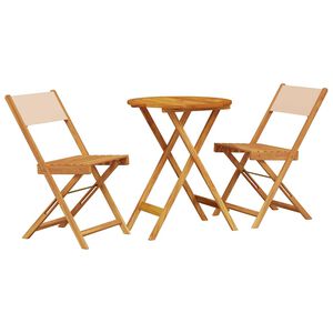 vidaXL 3-delige Bistroset stof en massief hout beige