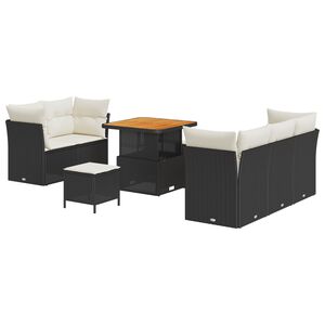 vidaXL Tuin Sofa Set met kussen 8 pcs Zwart en Cr&egrave;me poly rattan