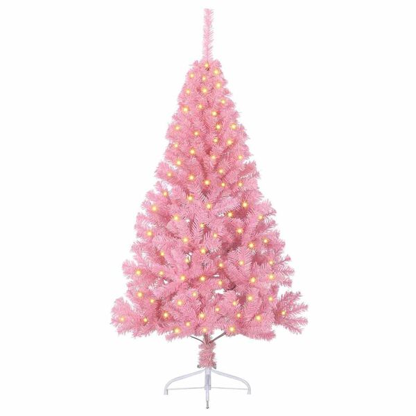 vidaXL Kunstmatig Voorverlicht Kerstboom met 150 LED Roze 120 cm PVC