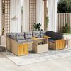 vidaXL 10-delige Loungeset met kussens poly rattan beige
