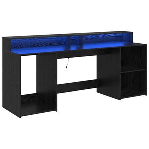 vidaXL Bureau met lade Zwart eiken 200 x 55 x 91 cm Bewerkt hout