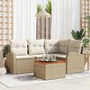 vidaXL Tuinbankenset met kussen 5 pcs Beige poly rattan