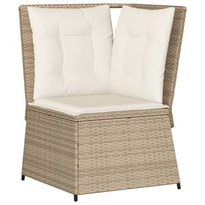 vidaXL Tuinhoekbank met kussens poly rattan beige
