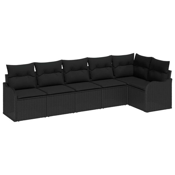 vidaXL Tuin Sofa Set met opslag 6 pcs Zwart poly rattan