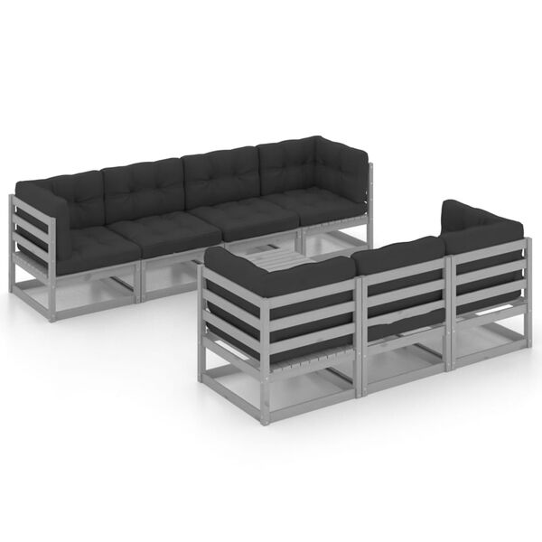 vidaXL 8-delige Loungeset met kussens massief grenenhout