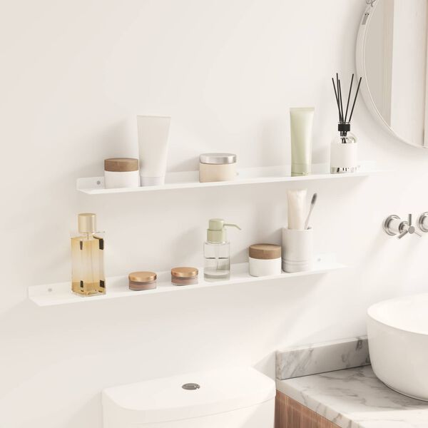 vidaXL Drijvende plank Wandgemonteerd 2 pcs Wit 80 x 9 x 2,5 cm Staal