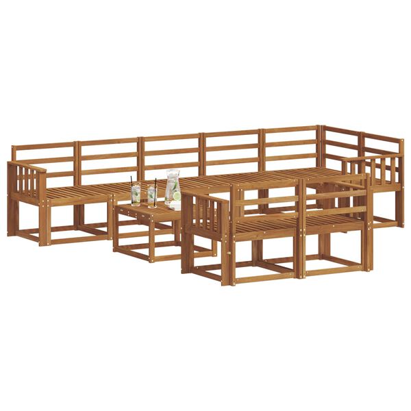 vidaXL Buiten bankenset 9 pcs Naturel Massief Acaciahout