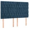 vidaXL Boxspring met matras fluweel donkerblauw 140x190 cm
