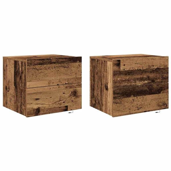 vidaXL Nachtkastje met lade 2 pcs Oudhout 50 x 39 x 41 cm Bewerkt hout