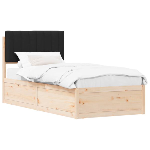 vidaXL Bedframe met Gevoerd Hoofdgedeelte Zwart 90 x 190 cm