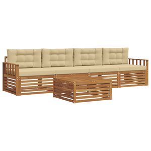 vidaXL Buiten bankenset met kussen 5 pcs Natuurlijk en Beige