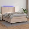 vidaXL Boxspring met matras en LED kunstleer cappuccinokleur 140x190cm