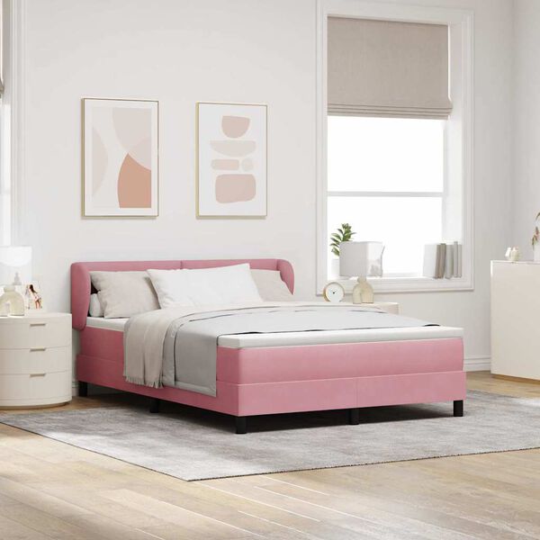 vidaXL Boxspringbed met matras Roze 160 x 200 cm Fluweel