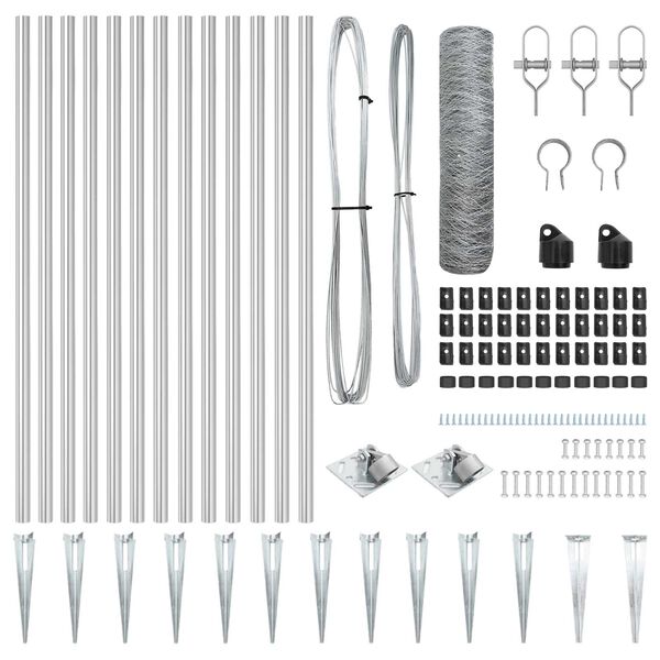 vidaXL Afrasteringspaal Zilver 25 x 1 m (36 mm gaas) Staal
