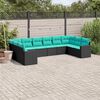 vidaXL 10-delige Loungeset met kussens poly rattan zwart