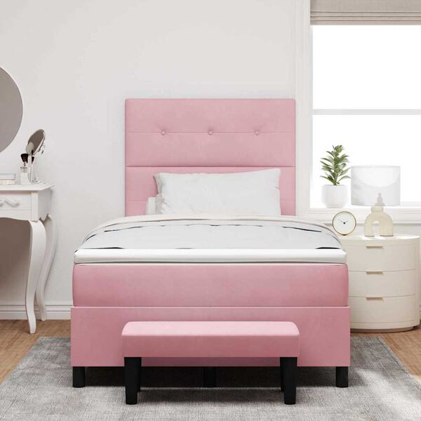 vidaXL Boxspring bed met matras Roze 120 x 200 cm Fluweel