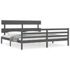 vidaXL Bedframe met hoofdbord massief hout grijs 200x200 cm