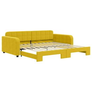 vidaXL Slaapbank met onderschuifbed 100x200 cm fluweel geel