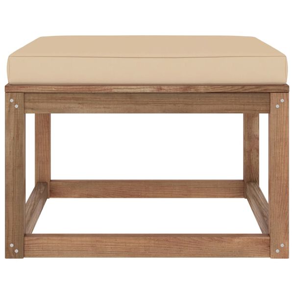 vidaXL Voetensteun met beige kussen