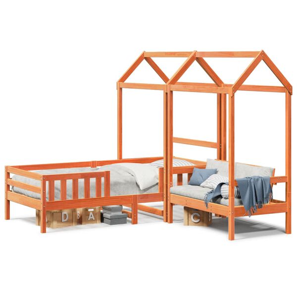 vidaXL Kinderbed met huisje massief grenenhout wasbruin 80x200 cm