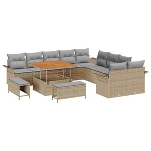 vidaXL Tuin Sofa Set met kussen met opslag 13 pcs Beige en Licht Grijs