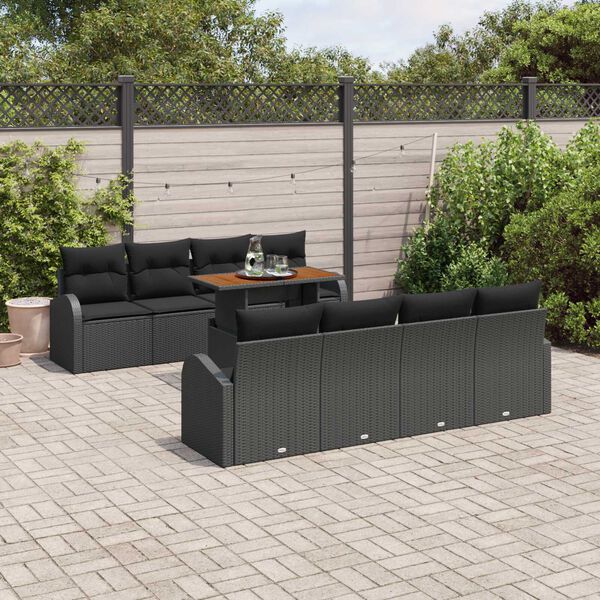 vidaXL Tuin Sofa Set met kussen 7 pcs Zwart