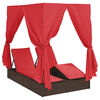 vidaXL Dubbele ligbed Verstelbaar Rood 205 x 129 x 200 cm poly rattan