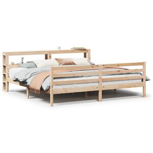 vidaXL Bedframe met hoofdbord massief grenenhout 200x200 cm